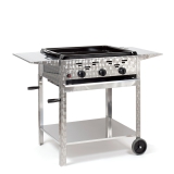 Gasbräter 11kW fahrbar + Emaillepfanne +Abstellpl.