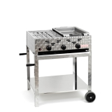 ½ Grill - ½ Bräter 11kW fahrbar+Rost und Stahlpfanne