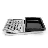 Set 4-tlg. 1/2 Grillrost & Flammabdg., 1/2 emaill. Pfanne, Fettwanne/Hitzeschutz