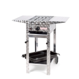 Grill/-Bräter 4kW fahrbar + Rost+Emaillepf.+Abstellpl.